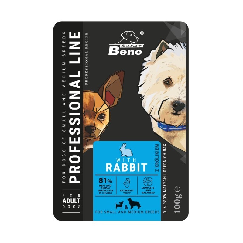 SUPER BENO DOG z królikiem 100g (saszetka)