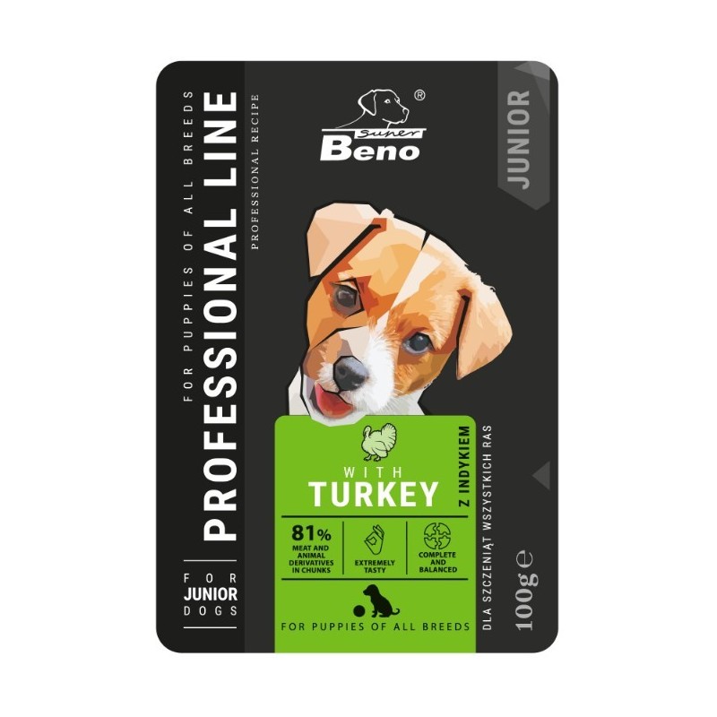 SUPER BENO SZCZENIAK z Indykiem 100g (saszetka)