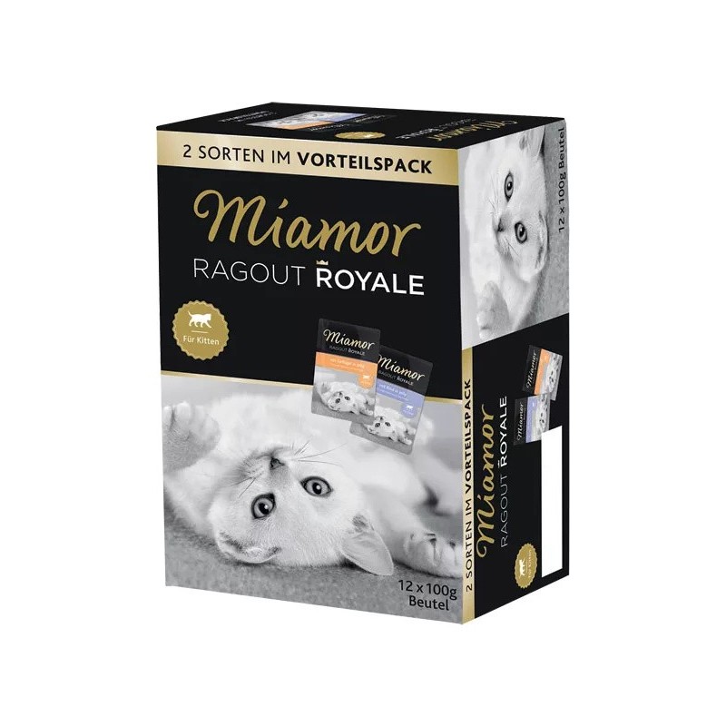 MIAMOR Ragout Royale Kitten Mix Drób, Wołowina w galaretce 12x 100g