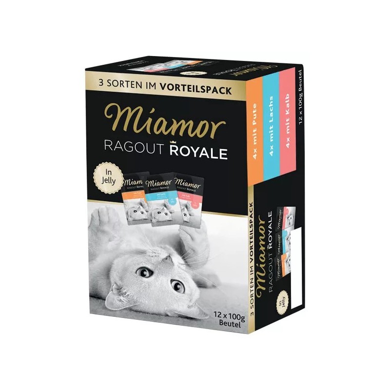 MIAMOR Ragout Royale Mix Indyk, łosoś, cielęcina w glaretce 12x 100g