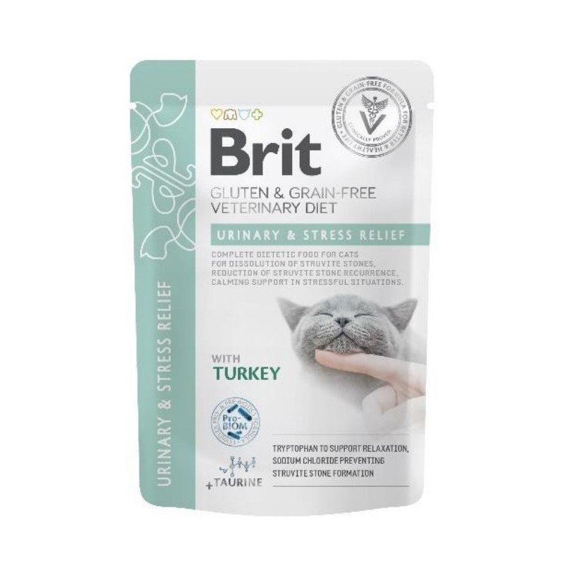 BRIT Veterinary Diets Cat Pouches Fillets in Gravy Urinary and Stress Relief 85g