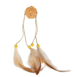 FARM COMPANY Słomiana zabawka dla kota z liną i piórkami 4 x 40 cm