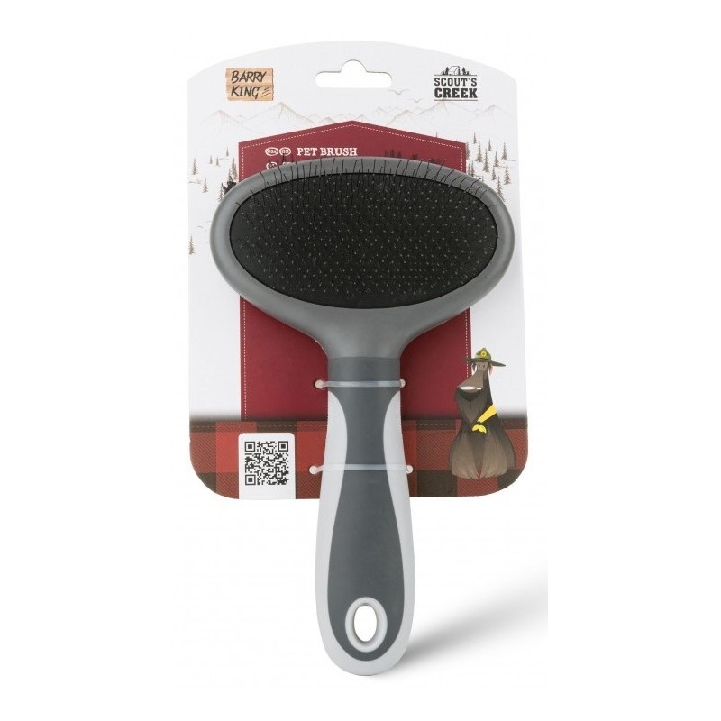 BARRY KING Szczotka dla zwierząt dwustronna 11,5 x 19 cm - szara