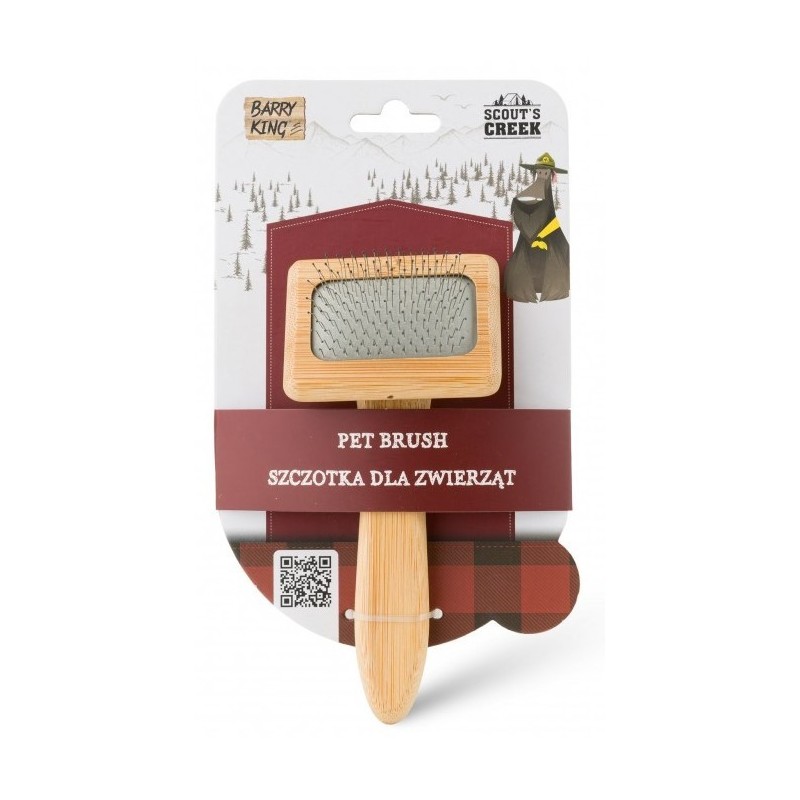 BARRY KING Szczotka dla zwierząt pudlówka z bambusową rączką 6,8 x 15,5 cm