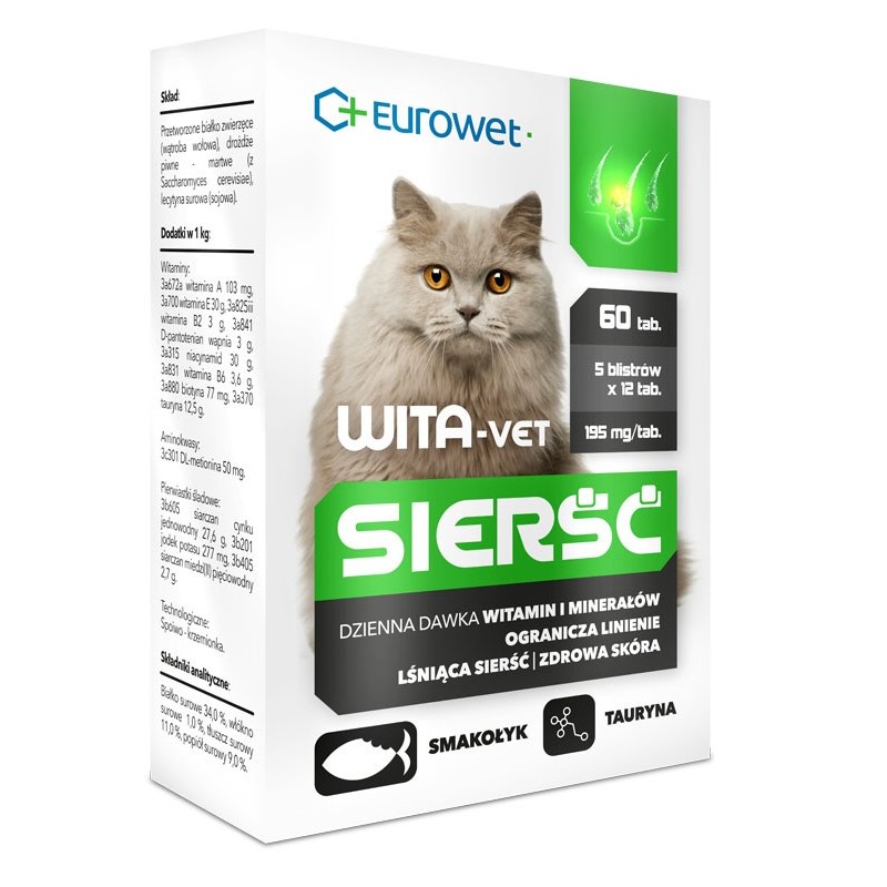 EUROWET Wita-Vet Sierść - kot 60 tabl.
