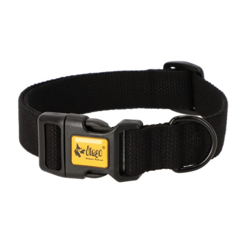 DINGO Obroża z taśmy bawełnianej - czarna 3,0 x 65 cm