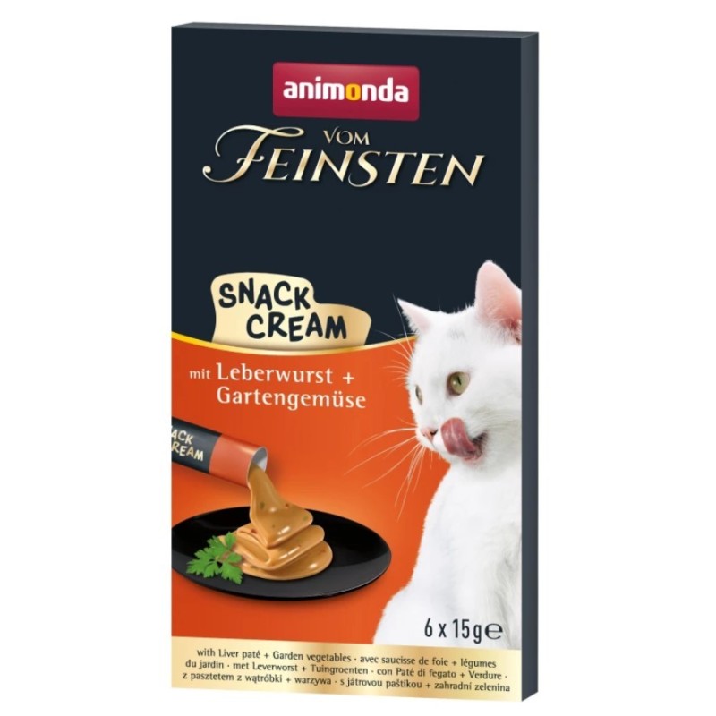 ANIMONDA Vom Feinsten Snack Cream z pasztetem z wątróbki z warzywami ogrodowymi 6x 15g