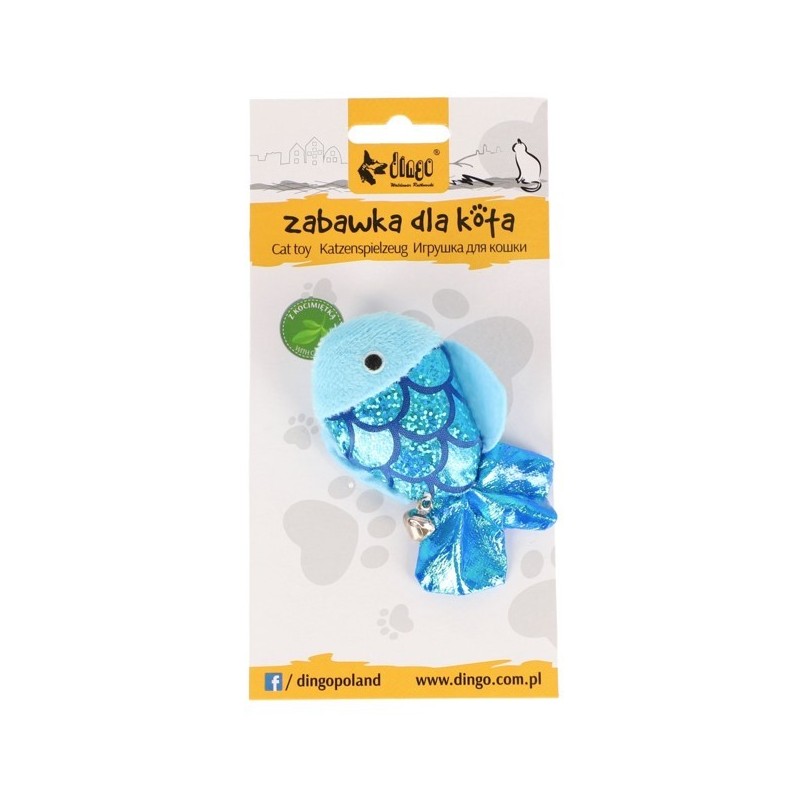 DINGO Zabawka dla kota Rybka 8 cm niebieska