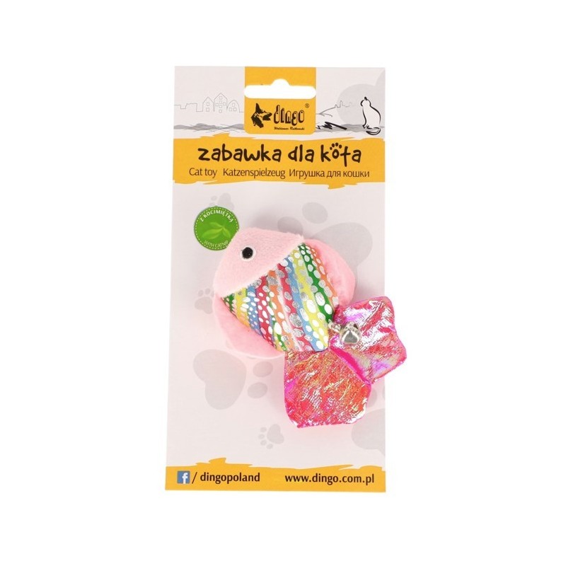 DINGO Zabawka dla kota Rybka 8 cm różowa