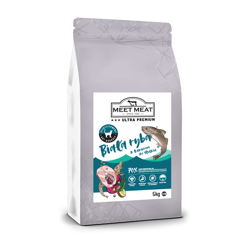 MEET MEAT Cat Adult Sterilised - Biała ryba z kawiorem ze śledzia 1,5 kg