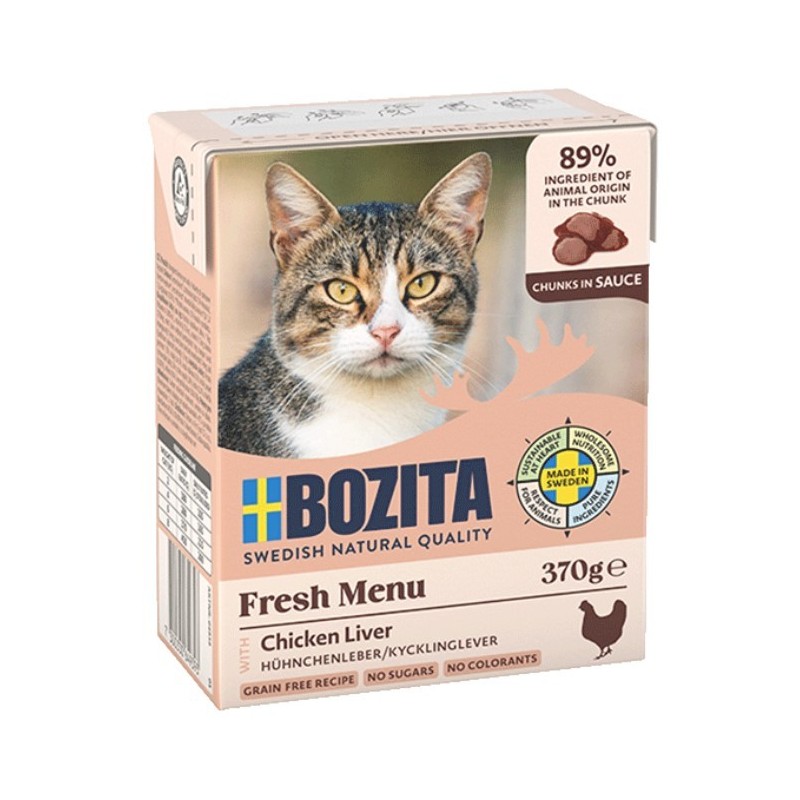BOZITA kawałeczki w sosie dla kota z wątróbka kurczaka 370g