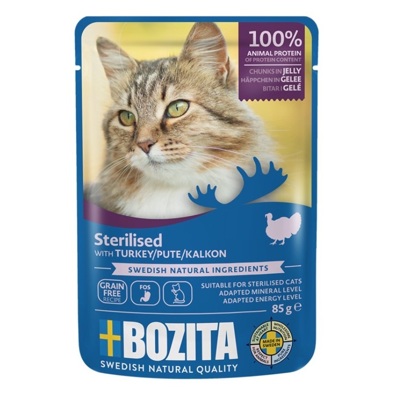 BOZITA Sterilised dla kota w galaretce z indykiem 85g