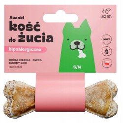 AZANKI Kość hipoalergiczna ze skóry jelenia z owcą i jagodami goji 12 cm