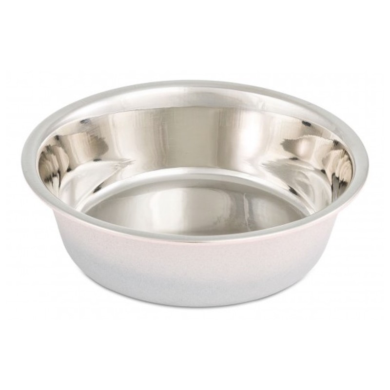 BARRY KING Miska dla psa/kota ze stali nierdzewnej 260ml - szara z różowym brokatem