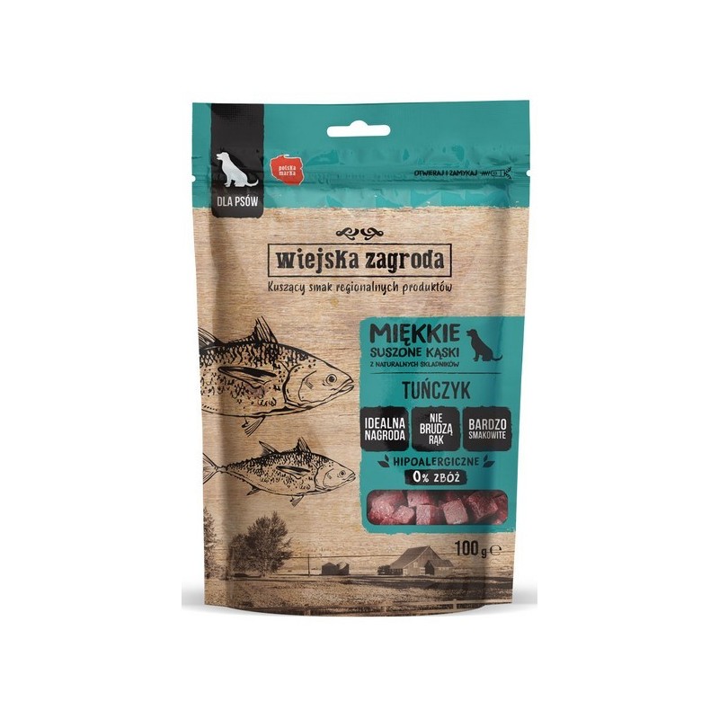WIEJSKA ZAGRODA PIES Przysmaki Suszone Kąski Tuńczyk 100g