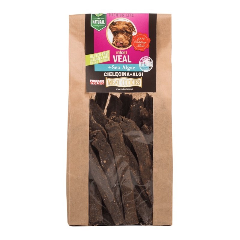 MILORD Meat Cookies - Suszone mięsne ciastka - Cielęcina z Algami 80g