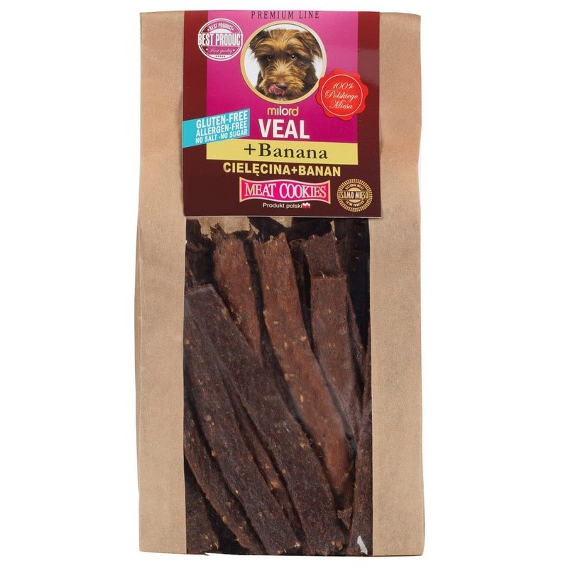 MILORD Meat Cookies - Suszone mięsne ciastka - Cięlęcina z bananem 80g