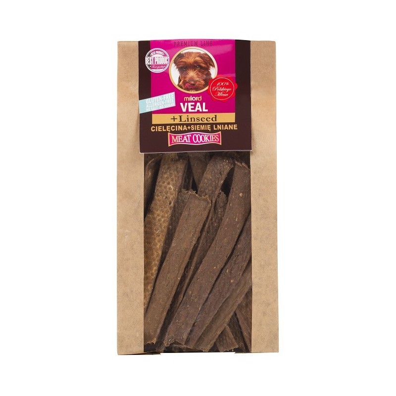 MILORD Meat Cookies - Suszone mięsne ciastka - Cięlęcina z Siemieniem Lnianym 80g