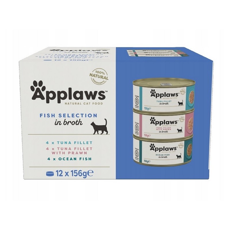 APPLAWS Cat Fish Selection in Broth Multipack 12x 156g (puszka)