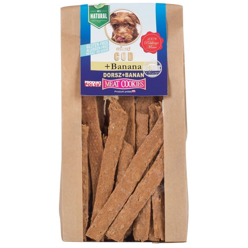 MILORD Meat Cookies - Suszone mięsne ciastka - Dorsz z Bananem 80g