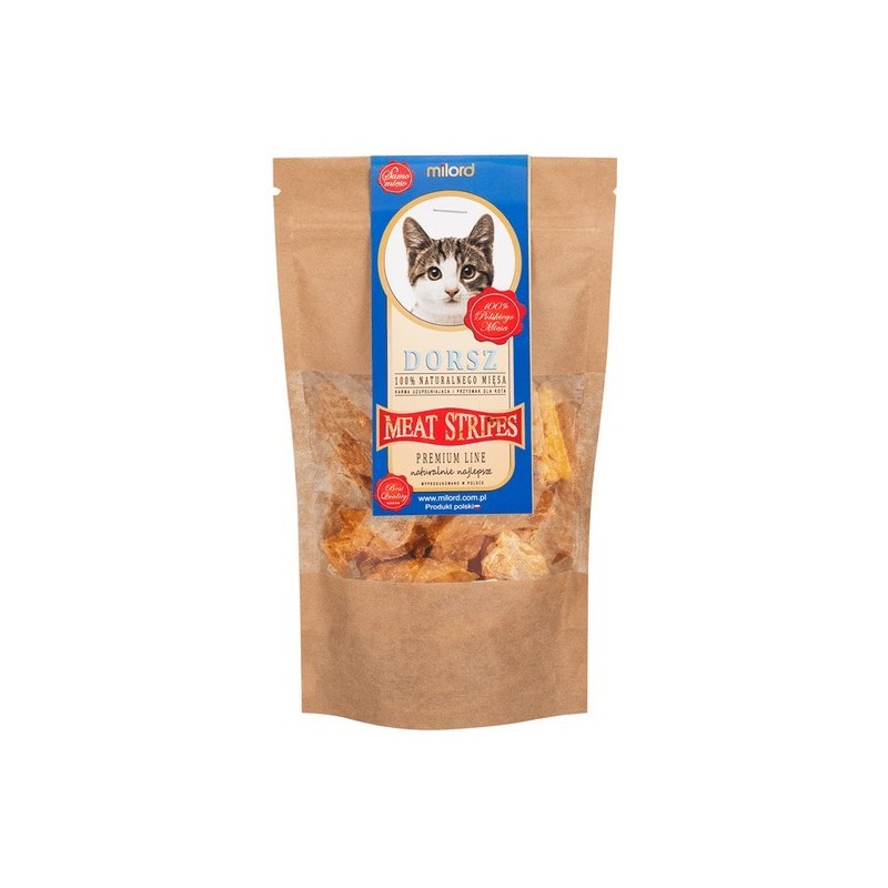 MILORD MEAT KOT Suszone Przysmaki - Paski z Dorsza 40g