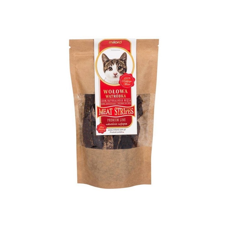 MILORD MEAT KOT Suszone Przysmaki - Paski z Wątroby Wołowej 40g