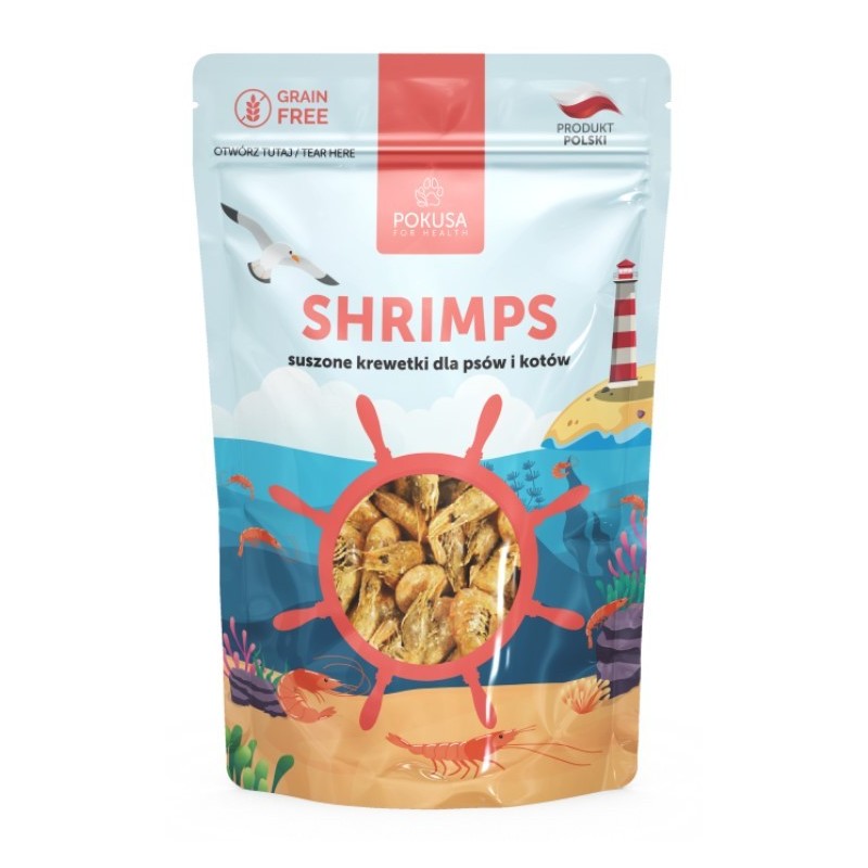 POKUSA Shrimps - suszone krewetki dla psów i kotów 40g