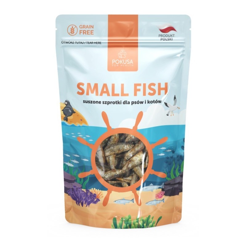 POKUSA SMALL FISH Suszone Szprotki dla psów i kotów 40g