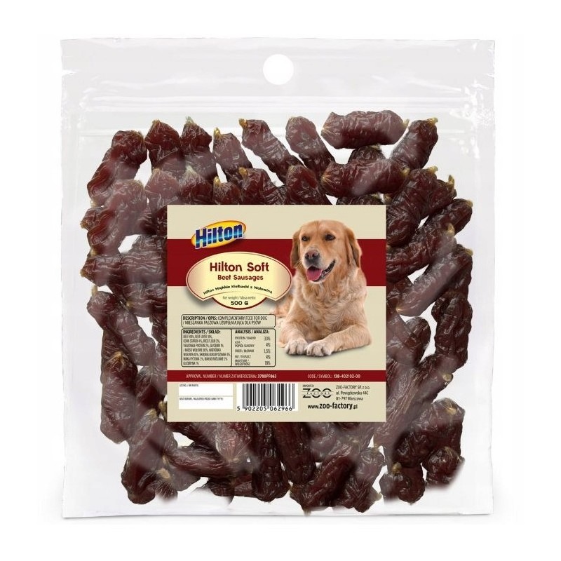 HILTON Miękkie kiełbaski z wołowiną 500g