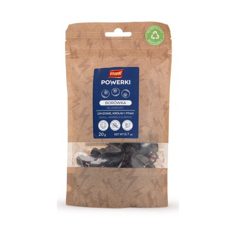 VITAPOL Powerki Borówka liofilizowana dla gryzoni, królika oraz ptaków egzotycznych 20g
