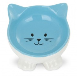 BARRY KING Miska ceramiczna dla kota w kształcie kota na nóżkach 11,5 cm - niebieska