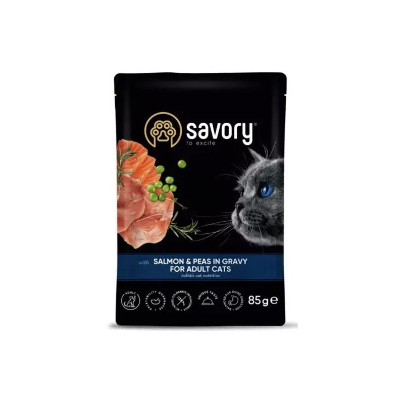 SAVORY Cat Adult Salmon and Peas 85g (saszetka)
