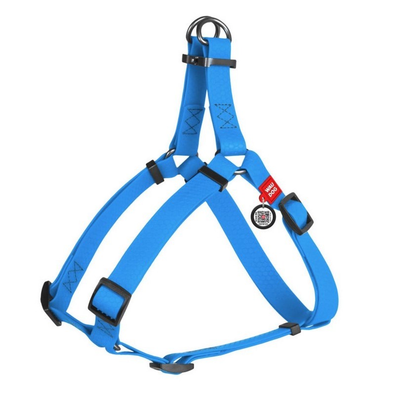 WAUDOG Waterproof szelki wodoodporne z QR-paszportem, metalowa klamra fastex - niebieski XS