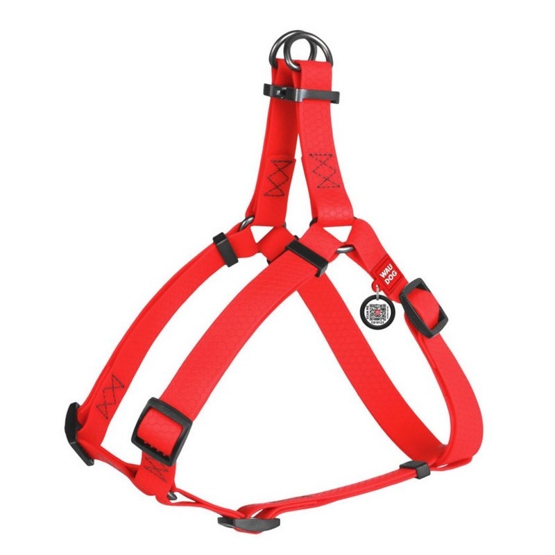 WAUDOG Waterproof szelki wodoodporne z QR-paszportem, metalowa klamra fastex - czerwony M