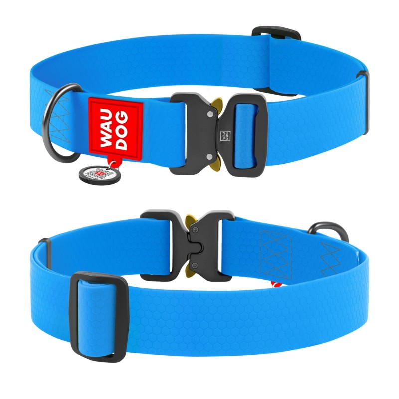 WAUDOG Waterproof obroża wodoodporna z QR-paszportem, metalowa klamra fastex - niebieski S