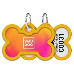 WAUDOG Smart ID metalowa zawieszka z QR-paszportem, wzór pomarańczowy gradient  40mm x 28mm