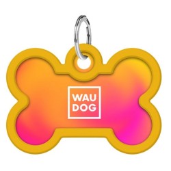 WAUDOG Smart ID metalowa zawieszka z QR-paszportem, wzór pomarańczowy gradient  40mm x 28mm