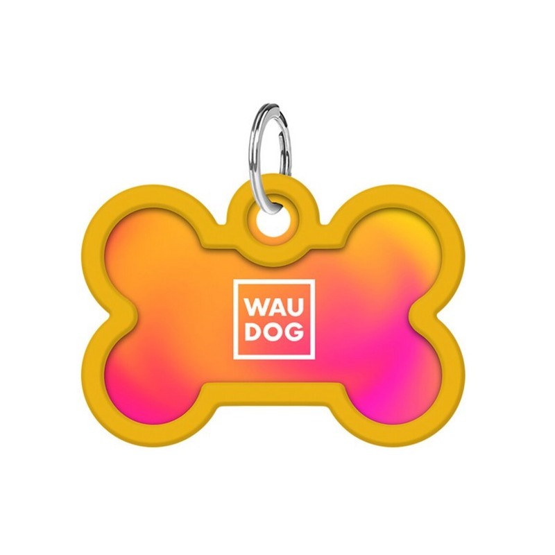 WAUDOG Smart ID metalowa zawieszka z QR-paszportem, wzór pomarańczowy gradient  40mm x 28mm