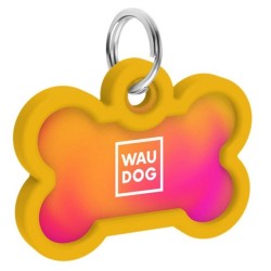 WAUDOG Smart ID metalowa zawieszka z QR-paszportem, wzór pomarańczowy gradient  40mm x 28mm