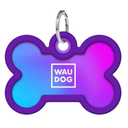WAUDOG Smart ID metalowa zawieszka z QR-paszportem, wzór fioletowy gradient 40mm x 28mm