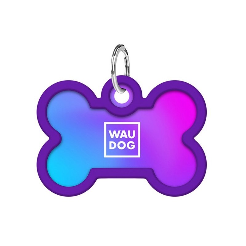 WAUDOG Smart ID metalowa zawieszka z QR-paszportem, wzór fioletowy gradient 40mm x 28mm