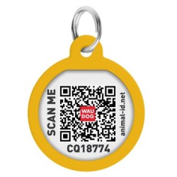 WAUDOG Smart ID metalowa zawieszka z QR-paszportem, wzór pomarańczowy gradient okrągły 25mm