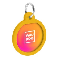 WAUDOG Smart ID metalowa zawieszka z QR-paszportem, wzór pomarańczowy gradient okrągły 30mm