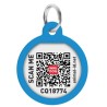 WAUDOG Smart ID metalowa zawieszka z QR-paszportem, wzór niebieski gradient okrągły 25mm