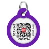 WAUDOG Smart ID metalowa zawieszka z QR-paszportem, wzór fioletowy gradient okrągły 30mm