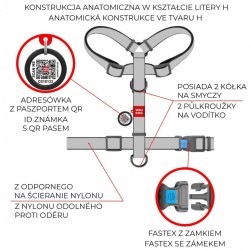 WAUDOG Nylon Recycled szelki anatomiczne w kształcie litery H z QR-paszportem gradient pomarańczowy L