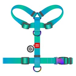 WAUDOG Nylon Recycled szelki anatomiczne w kształcie litery H z QR-paszportem gradient niebieski L