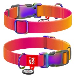 WAUDOG Nylon obroża Recycled nylonowa z QR-paszportem gradient pomarańczowy S