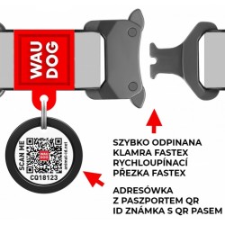 WAUDOG Nylon obroża nylonowa z QR-paszportem, wzór NASA21, metalowa klamra fastex XS