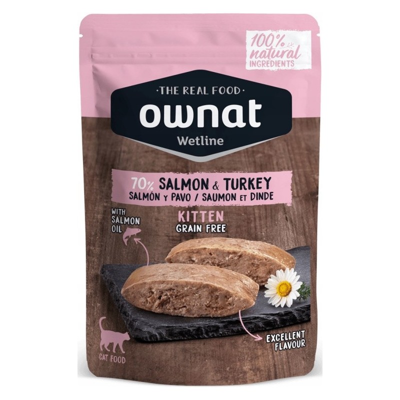 OWNAT WetFood Cat Kitten - Indyk i Łosoś w Rosole 85g